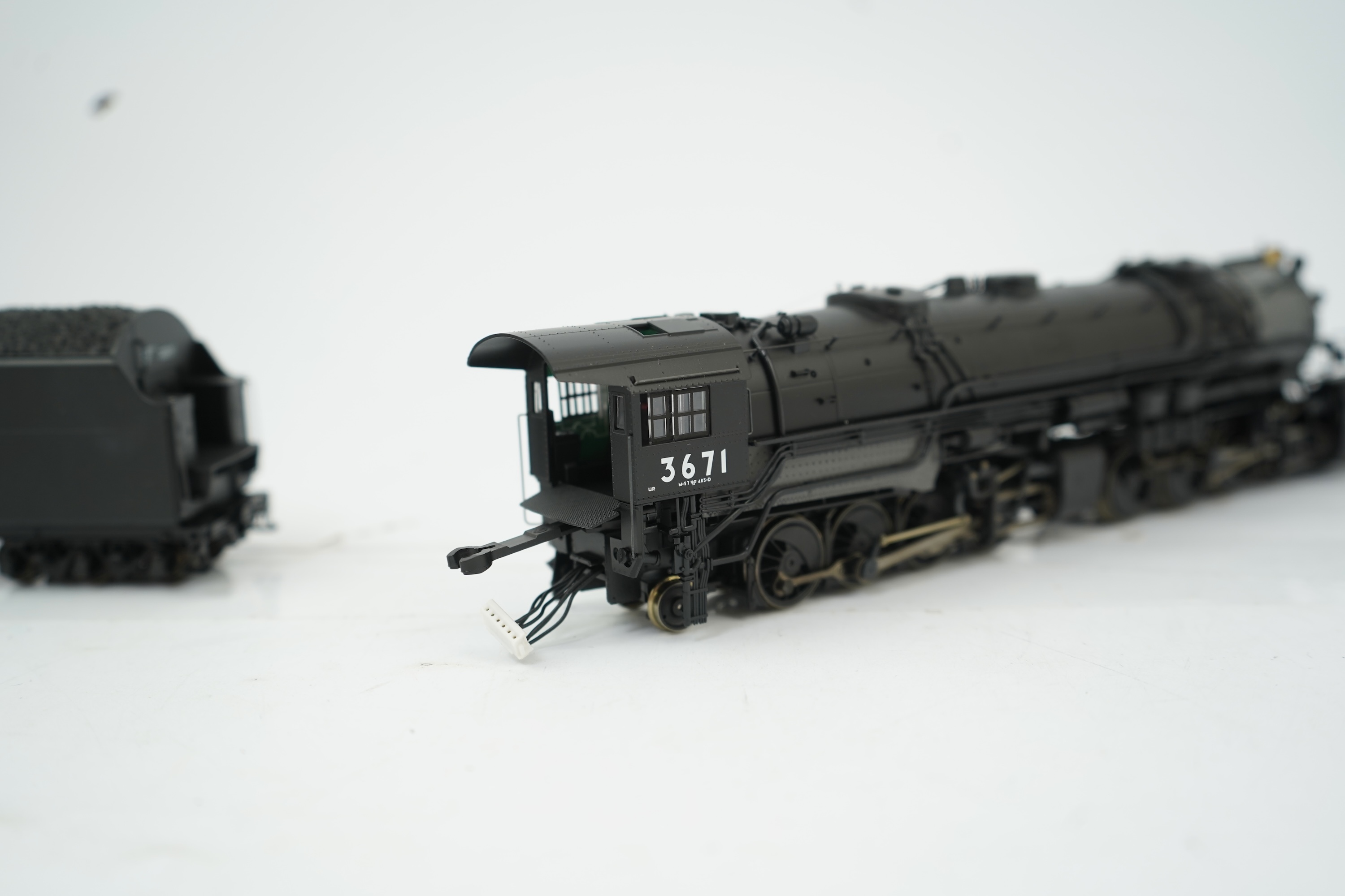 Two boxed HO gauge Proto 2000 Heritage Union Pacific locomotives; (23342) model of 3671, 2-8-8-2 tender locomotive, and (23343) model of 3673, 2-8-8-2 tender locomotive, both powered for two rail operation.
